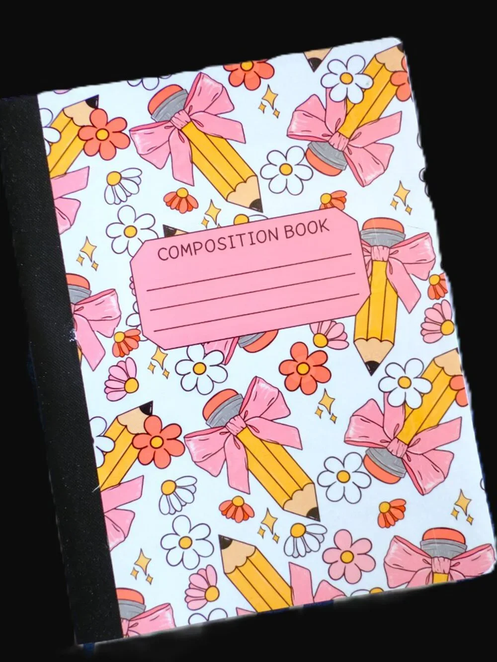 Custom Composition Book & Mini Notebook, Handmade, school, pencil, bows, pink